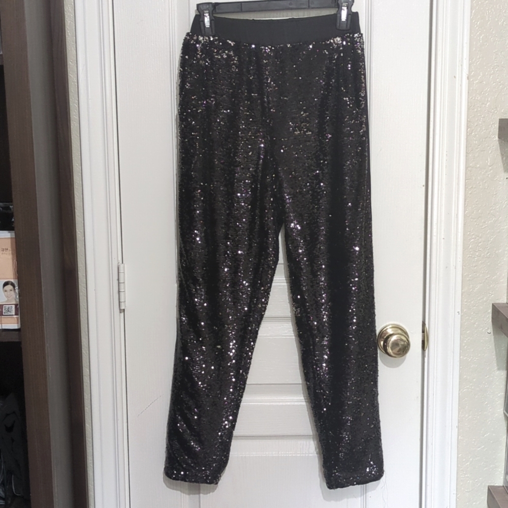 Topshop Sequins two tone color shift tuxedo striped pants